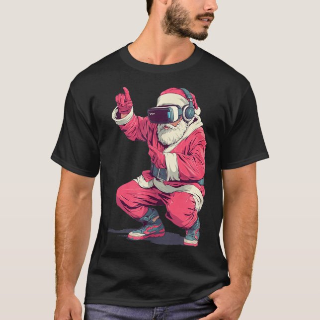 Camiseta Cool Santa Moves With Vr Headset For Gaming Christ (Anverso)