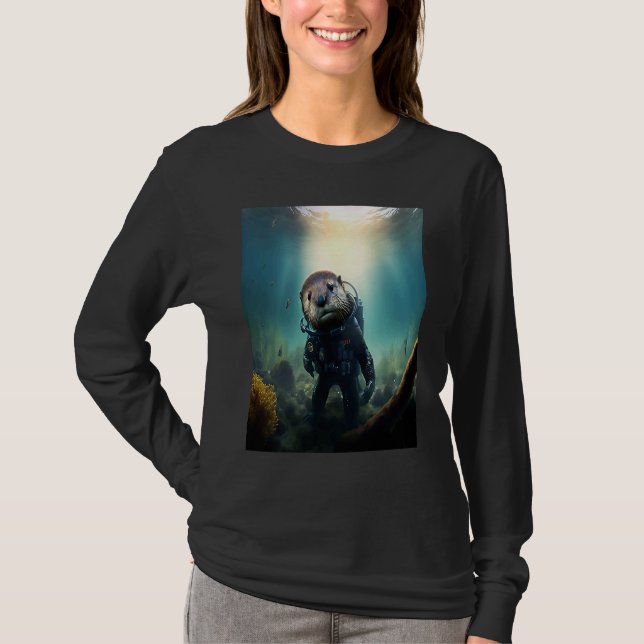 Camiseta Cool Sea Otter Costume Scuba Diving Otter (Anverso)