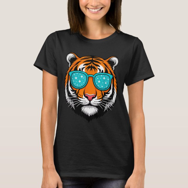 Camiseta Cool Shirts For Boys Kids, Funny Tiger Sungles  (Anverso)
