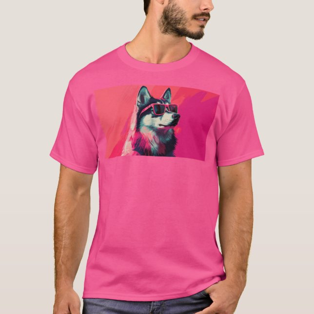 Camiseta Cool Siberian Husky dog with sunglasses (Anverso)
