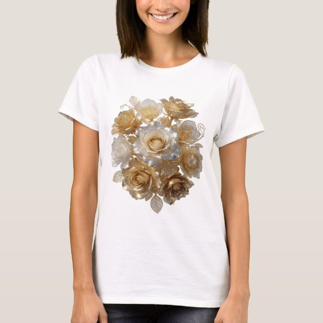Camiseta Cool Silver ROSAS DORADAS (Anverso)