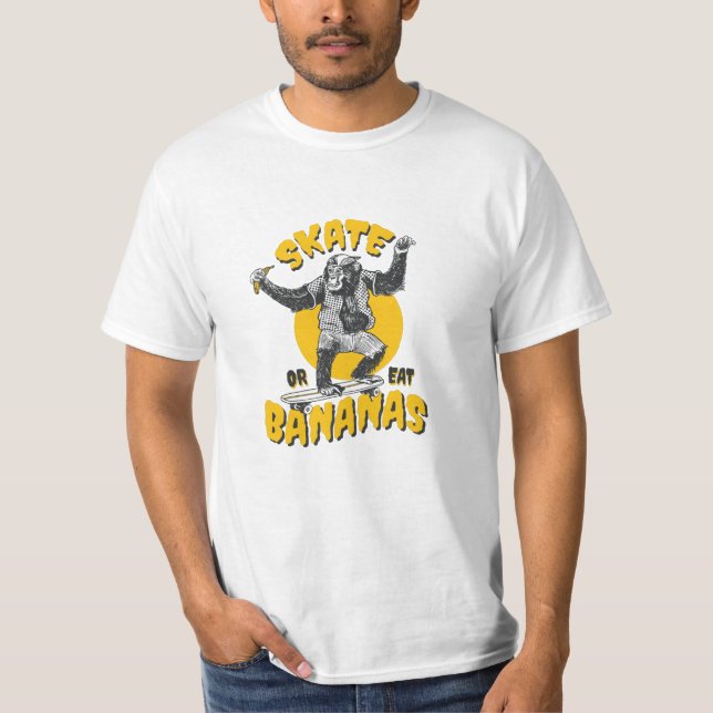 Camiseta Cool Skateboarding monkey - Skate or eat bananas (Anverso)