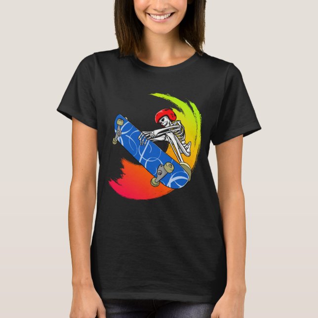 Camiseta Cool skeleton on skateboard  idea for real skaters (Anverso)