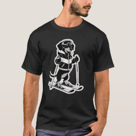 Camiseta Cool Ski Dog Black and White Cartoon