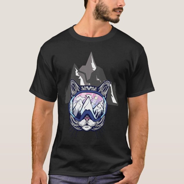 Camiseta Cool Skiing Cat Snowboarding (Anverso)