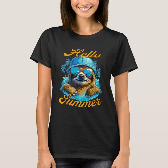 Camiseta Cool Sloth Hello Summer Vacation Beach Summer (Anverso)