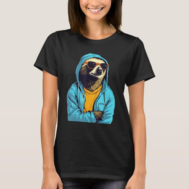 Camiseta Cool Sloth With Sunglasses And Blue Jacket For Laz (Anverso)