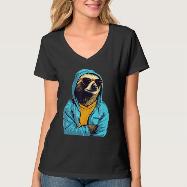 Camiseta Cool Sloth With Sunglasses And Blue Jacket For Laz (Anverso)