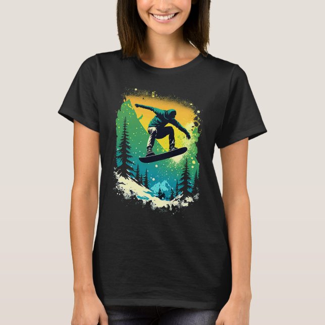 Camiseta Cool Snowboarder Snowboarding Mountains Ski Men's  (Anverso)