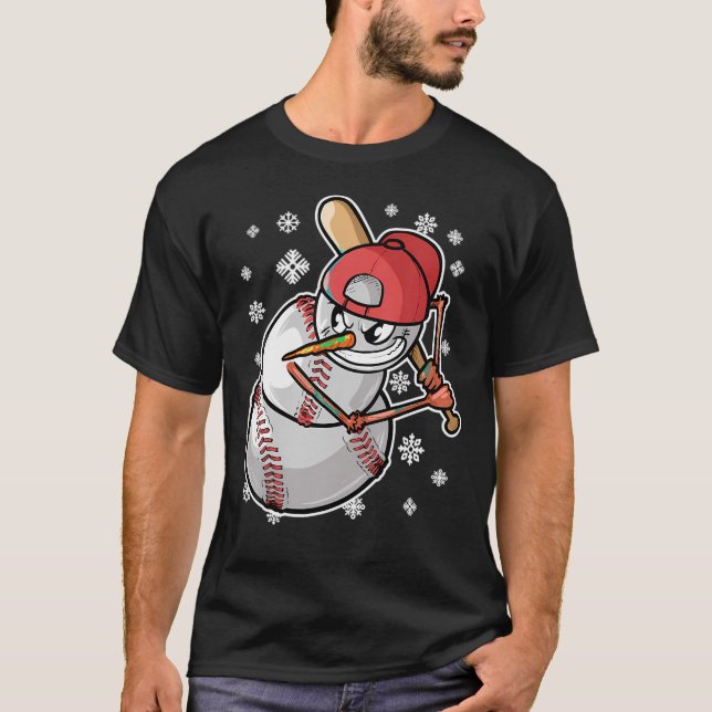 Camiseta Cool Snowman Baseball Player Baseball Bat Christma (Anverso)