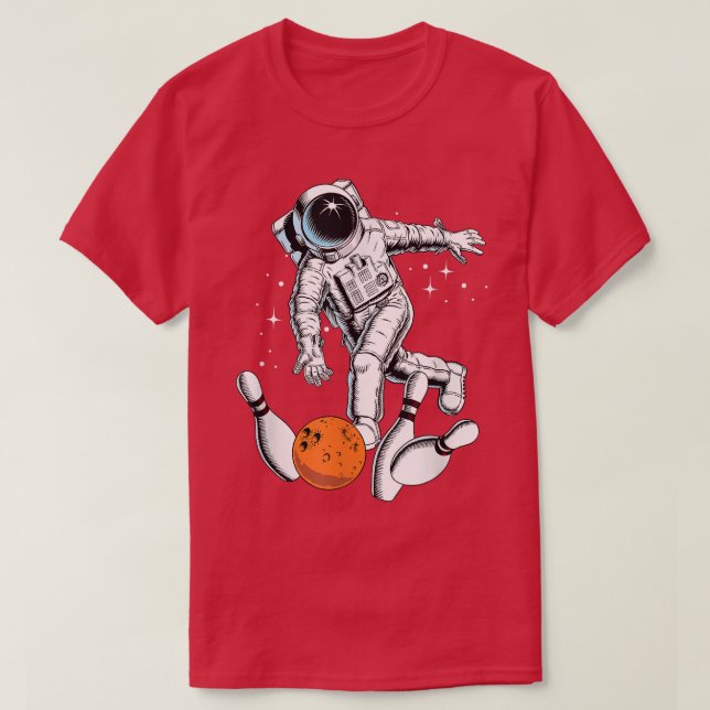 Camiseta Cool Space Astronaut Playing Bowling Graphic Desig (Diseño del anverso)