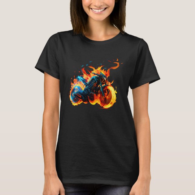 Camiseta Cool sporty Motorcycle on Fire (Anverso)