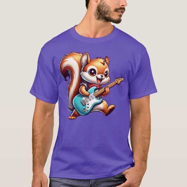 Camiseta Cool Squirrel Guitarist Rock Band boy (Anverso)