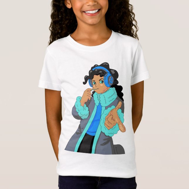 Camiseta Cool Stylish Girl Wear Headphone Headset Music (Anverso)