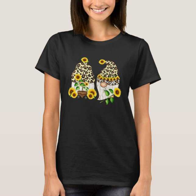 Camiseta Cool Sunflower Gnomes Leopard Hippie Gnome Flower  (Anverso)