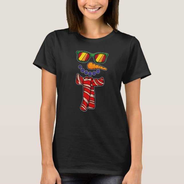 Camiseta Cool Sunglasses Snowman Merry Xmas Christmas Party (Anverso)