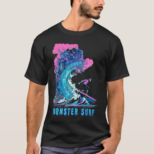 Camiseta Cool Surfing Monster Surf Hang Ten Riding Big Wave (Anverso)
