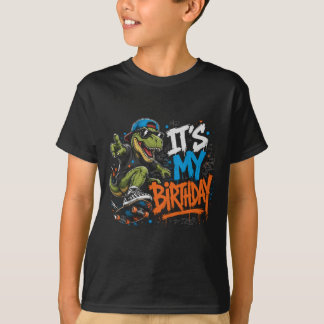 Camiseta Cool T-Rex de monopatín Dinosaurio Es Mi Cumpleaño