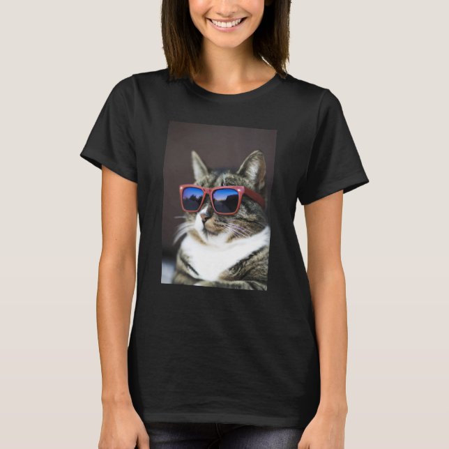 Camiseta Cool Tabby Cat Wearing Sunglasses (Anverso)