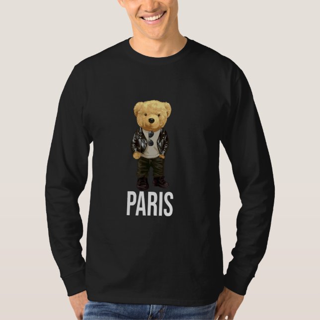 Camiseta Cool Teddy Bear in Paris France Illustration Graph (Anverso)