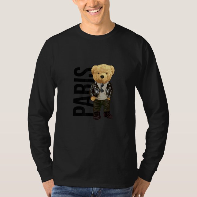 Camiseta Cool Teddy Bear in Paris France Illustration Graph (Anverso)
