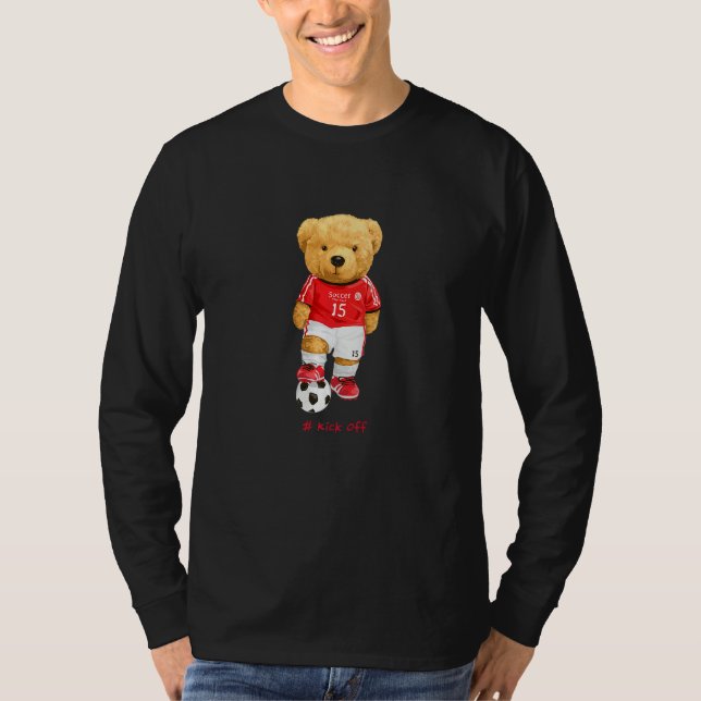 Camiseta Cool Teddy Bear Soccer Kick Off Style Illustration (Anverso)