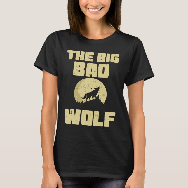 Camiseta Cool The Big Wolf Howling Moon Fairy Tale Readers (Anverso)