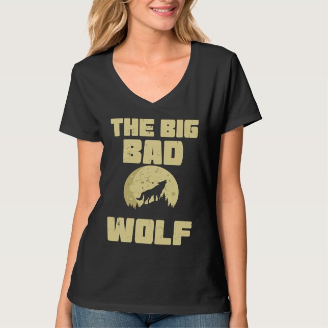 Camiseta Cool The Big Wolf Howling Moon Fairy Tale Readers (Anverso)