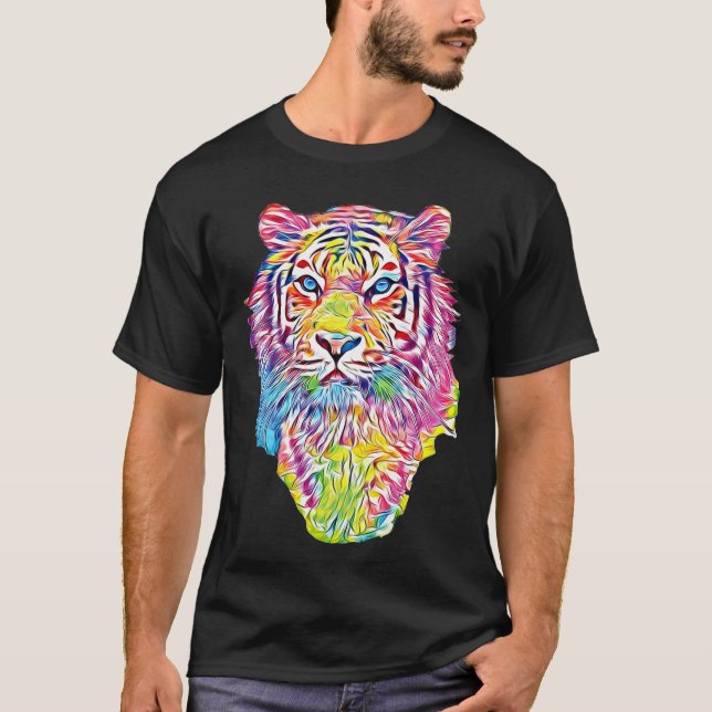 Camiseta Cool tiger in rainbow colors (Anverso)