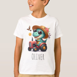 Camiseta Cool Trex Dinosaur Granjero Conduciendo Tractor Ro