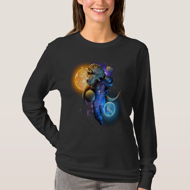 Camiseta Cool Triceratops Dino Astronaut in Space for Chris (Anverso)