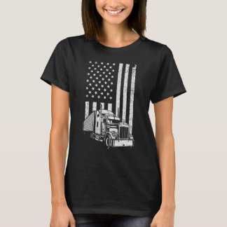 Camiseta Cool Trucker For Men Dad Semi Truck Driver US Flag