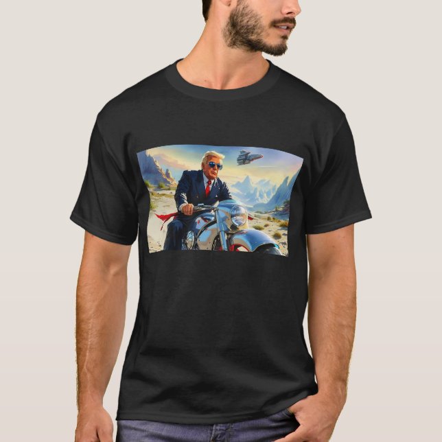 Camiseta cool Trump Motorcycle Alien Planet Spaceship MAGA (Anverso)