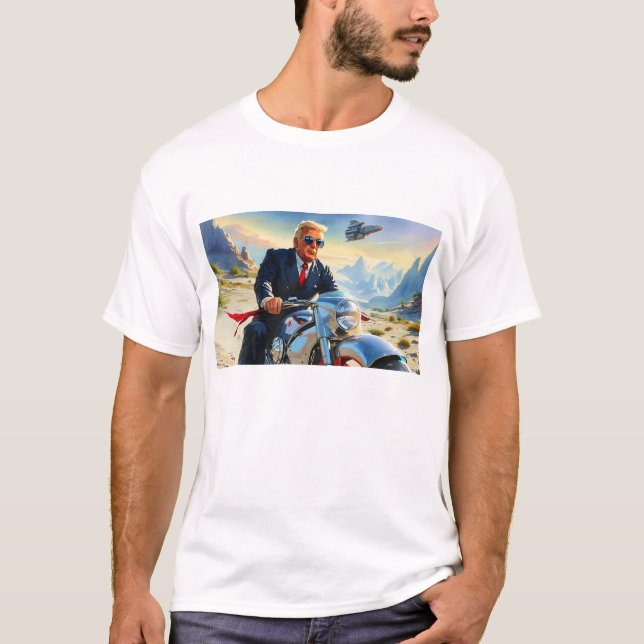 Camiseta cool Trump Motorcycle Alien Planet Spaceship MAGA (Anverso)