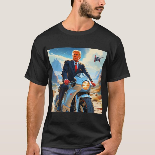 Camiseta cool Trump Motorcycle Alien Planet Spaceship MAGA (Anverso)