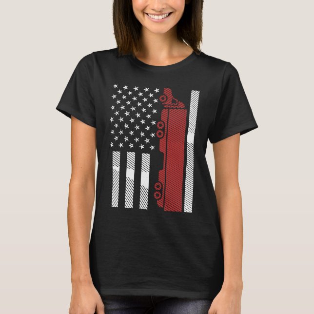 Camiseta Cool US American Flag Semi Truck Driver 18 Wheeler (Anverso)