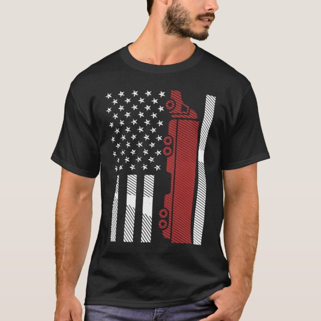 Camiseta Cool US American Flag Semi Truck Driver 18 Wheeler (Anverso)