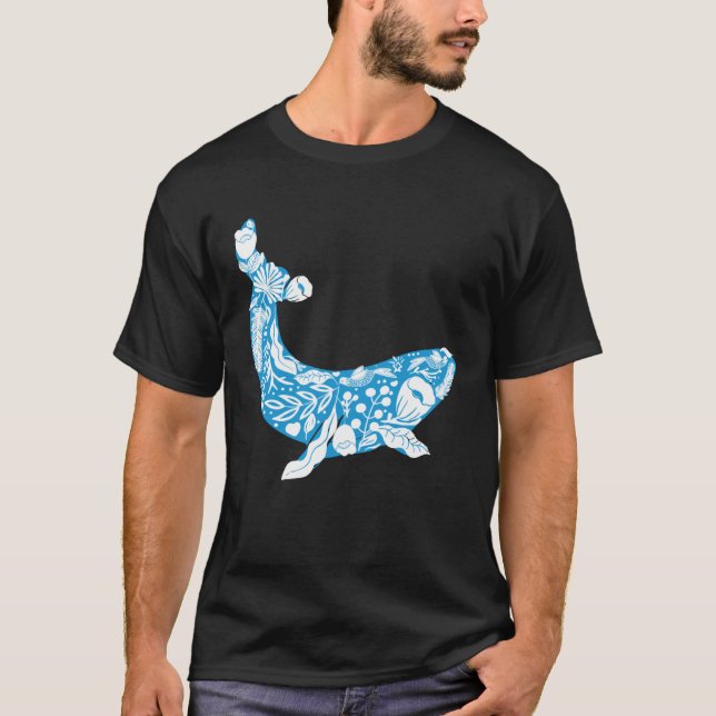 Camiseta Cool Whale Made Of Nature Elements Ocean (Anverso)
