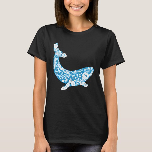 Camiseta Cool Whale Made Of Nature Elements Ocean (Anverso)