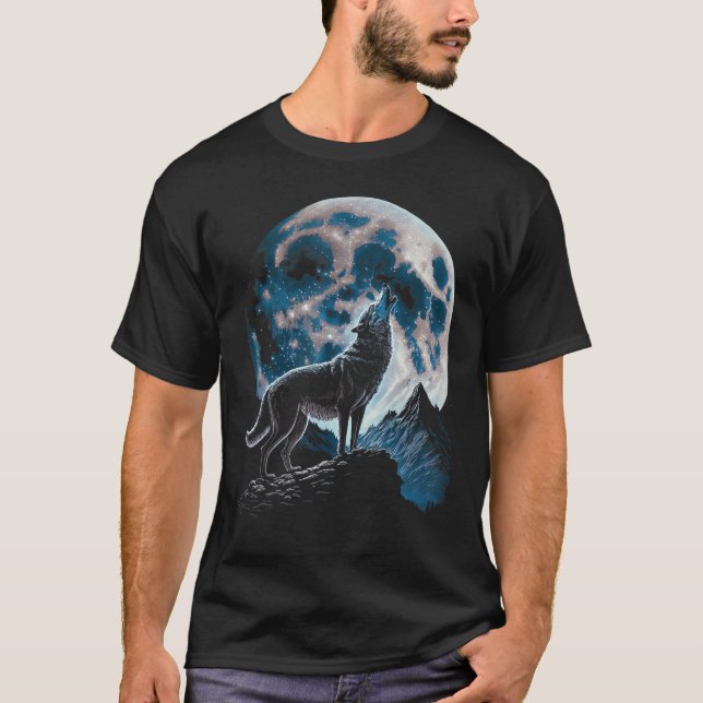 Camiseta Cool Wolf Howling At The Moon - Wolf Lover (Anverso)