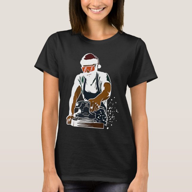 Camiseta Cool Woodworker Handyman with  Santa Hat (Anverso)