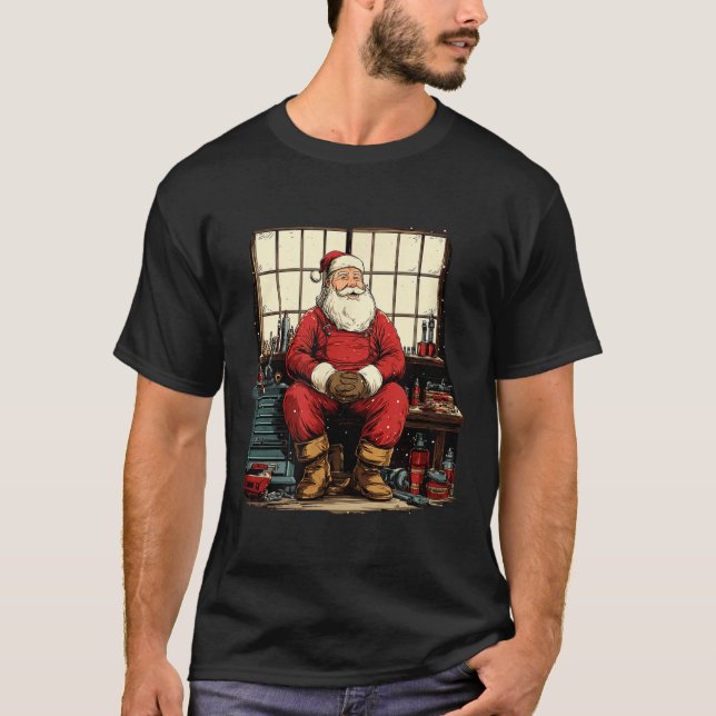 Camiseta Cool Workshop Santa Claus With Wrenches Tool Costu (Anverso)