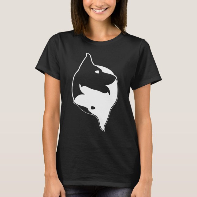 Camiseta Cool Yin Yang Dog Cute Shepherd Sheepdog Tee (Anverso)