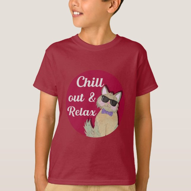 Camiseta CoolCat -Chill Out & Relax - lustiges Katzendesign (Anverso)