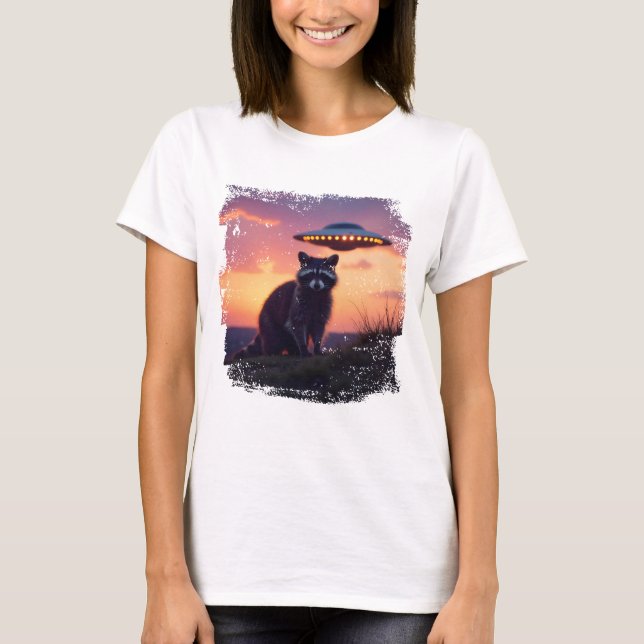 Camiseta Cooles Waschbär-UFO-Design (Anverso)