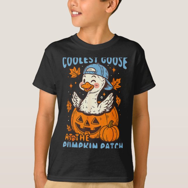 Camiseta Coolest Goose At The Pumpkin Patch Autumn Fall Cou (Anverso)