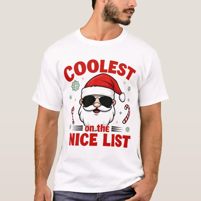 Camiseta Coolest Grandpa on the Nice List | Modern Holiday  (Anverso)