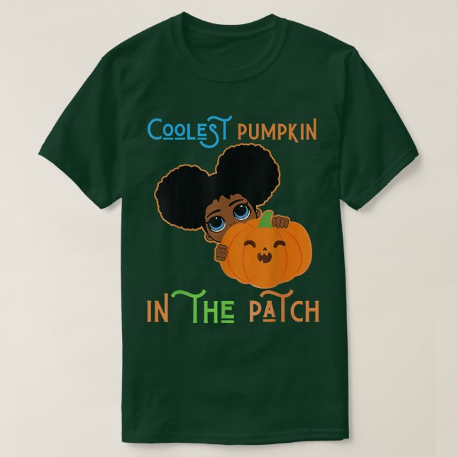 Camiseta Coolest Pumpkin In The Patch Black Melanin Girl Ha (Diseño del anverso)