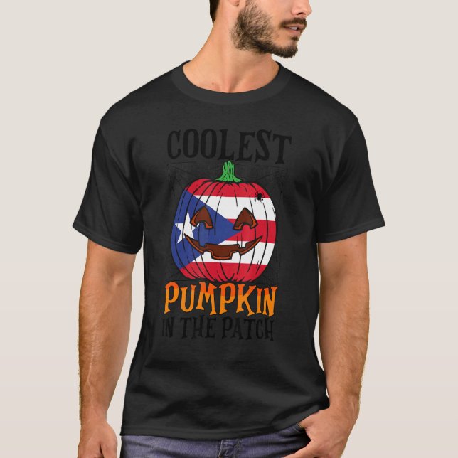 Camiseta Coolest Pumpkin In The Patch Boricua Flag Jack Ou2 (Anverso)