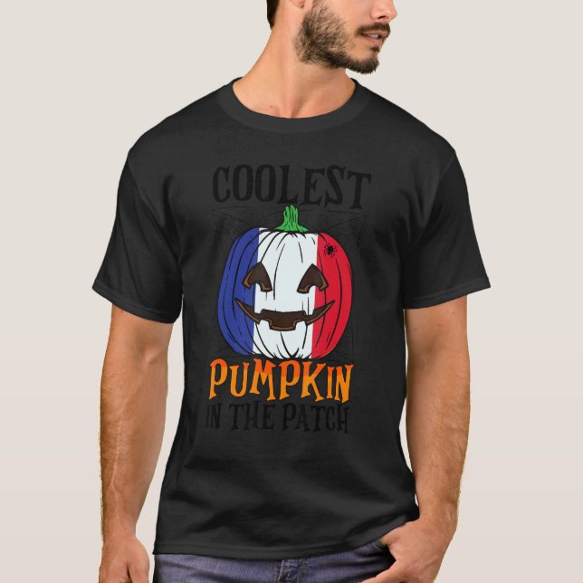 Camiseta Coolest Pumpkin In The Patch French Flag Jack Ou20 (Anverso)